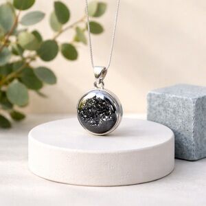 Platinum Aura Druzy Necklace